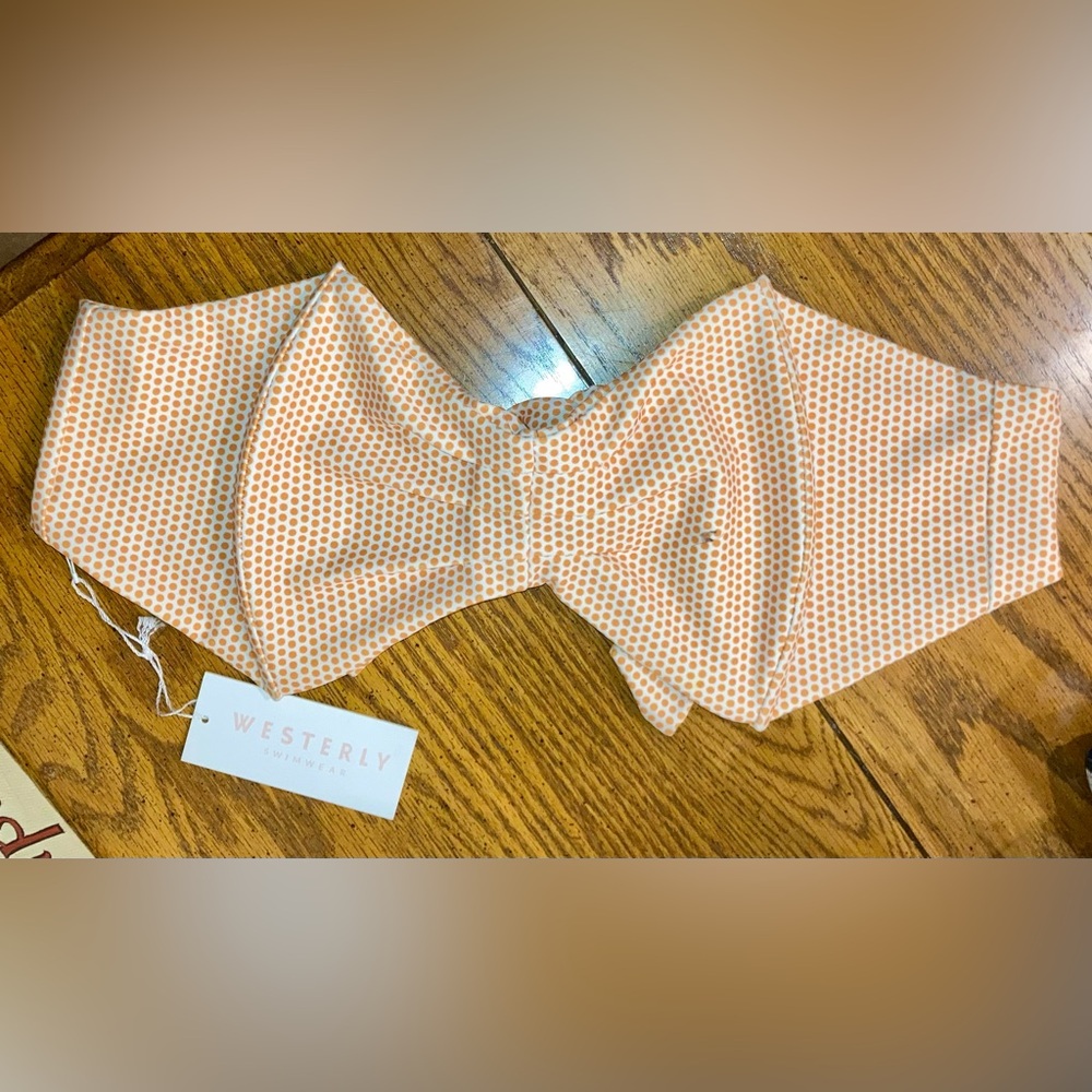 Westerly Swimwear Bandeau Bikini Top Orange Polkadots - M/L NWT - Picture 5 of 7